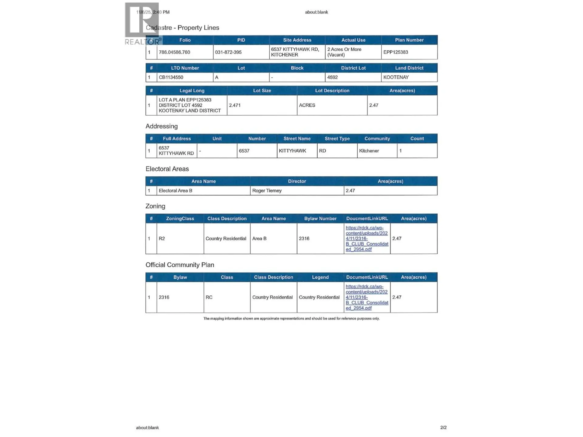 Property at LOT A KITTYHAWK ROAD, Kitchener, BC