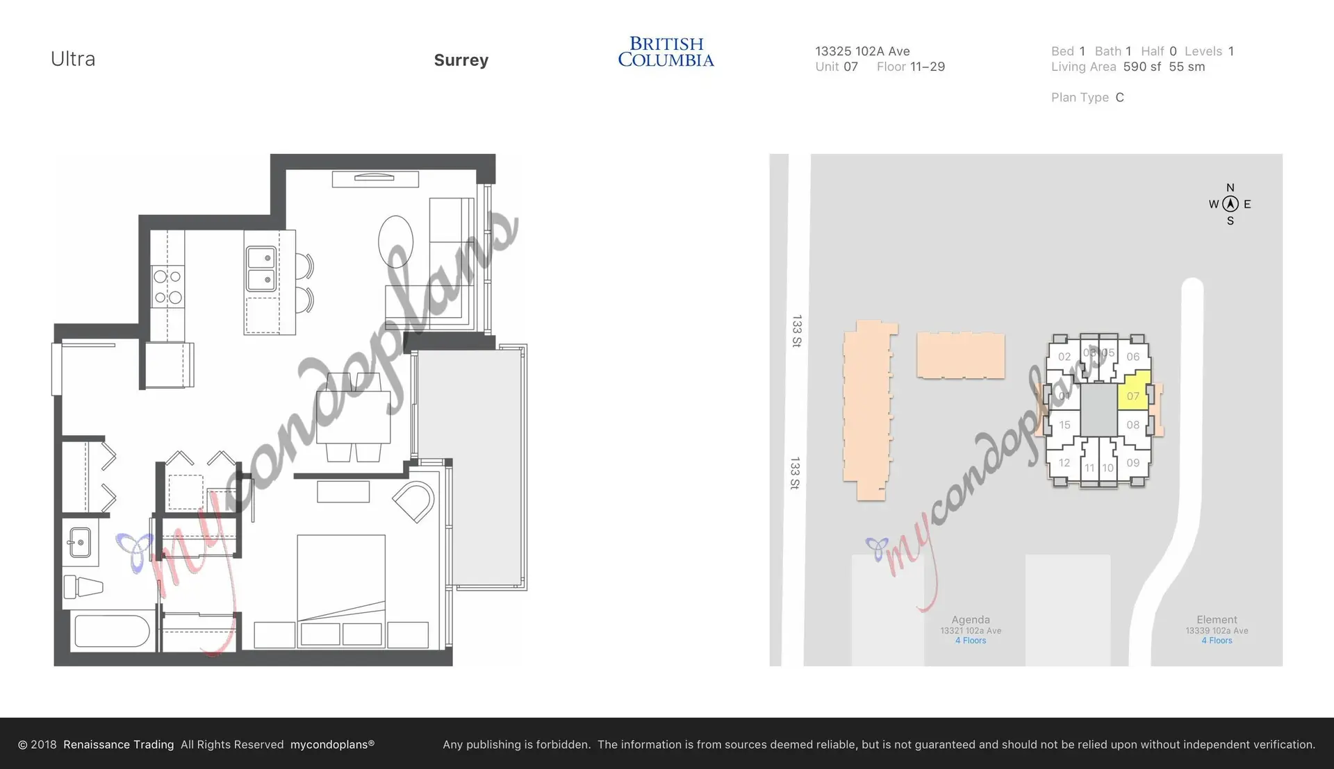 Property at #1807 13325 102A AVENUE, Surrey, BC