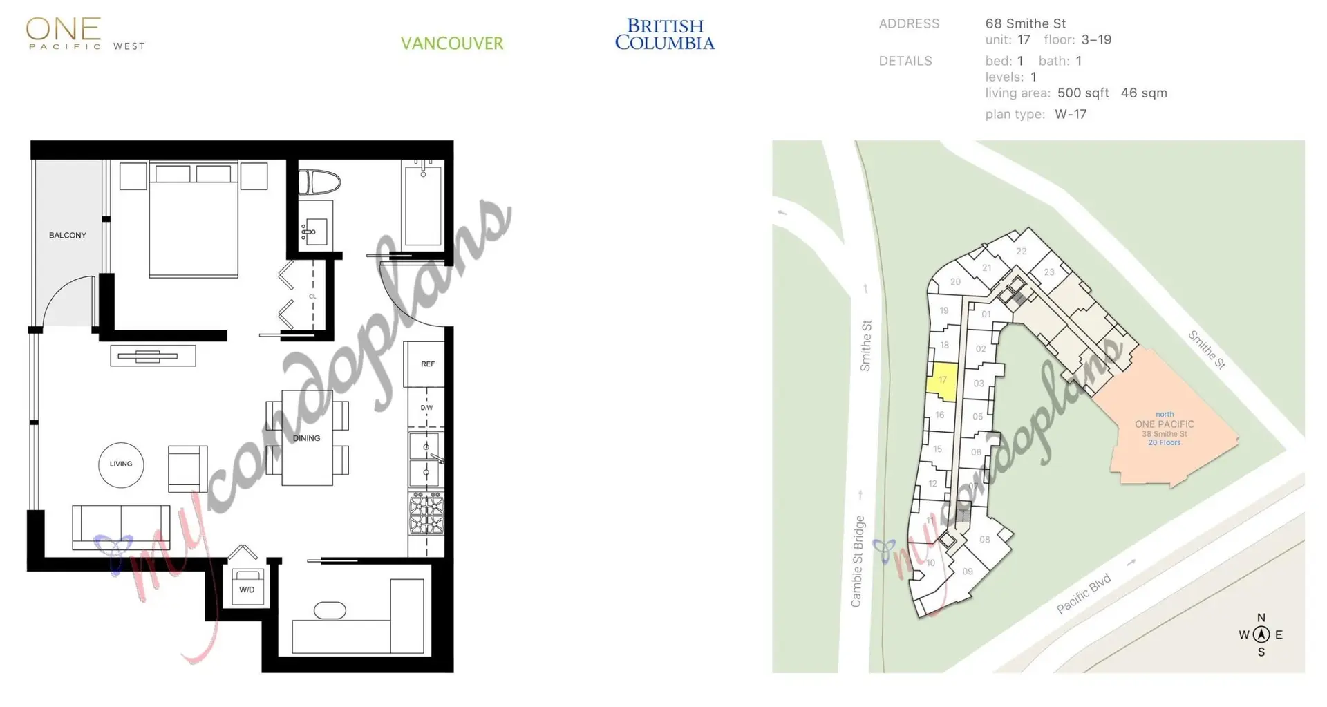 Property at #1817 68 Smithe Street, Vancouver, BC