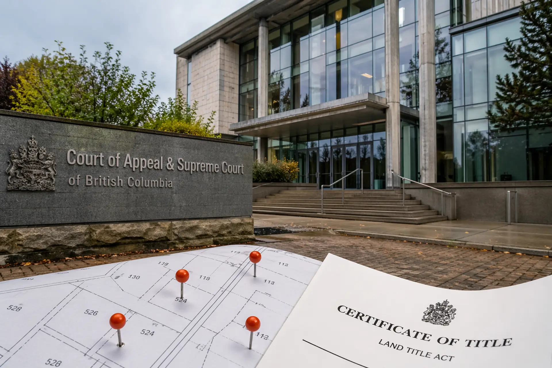 BC courthouse exterior symbolizing court-ordered sale auction process for real estate investment