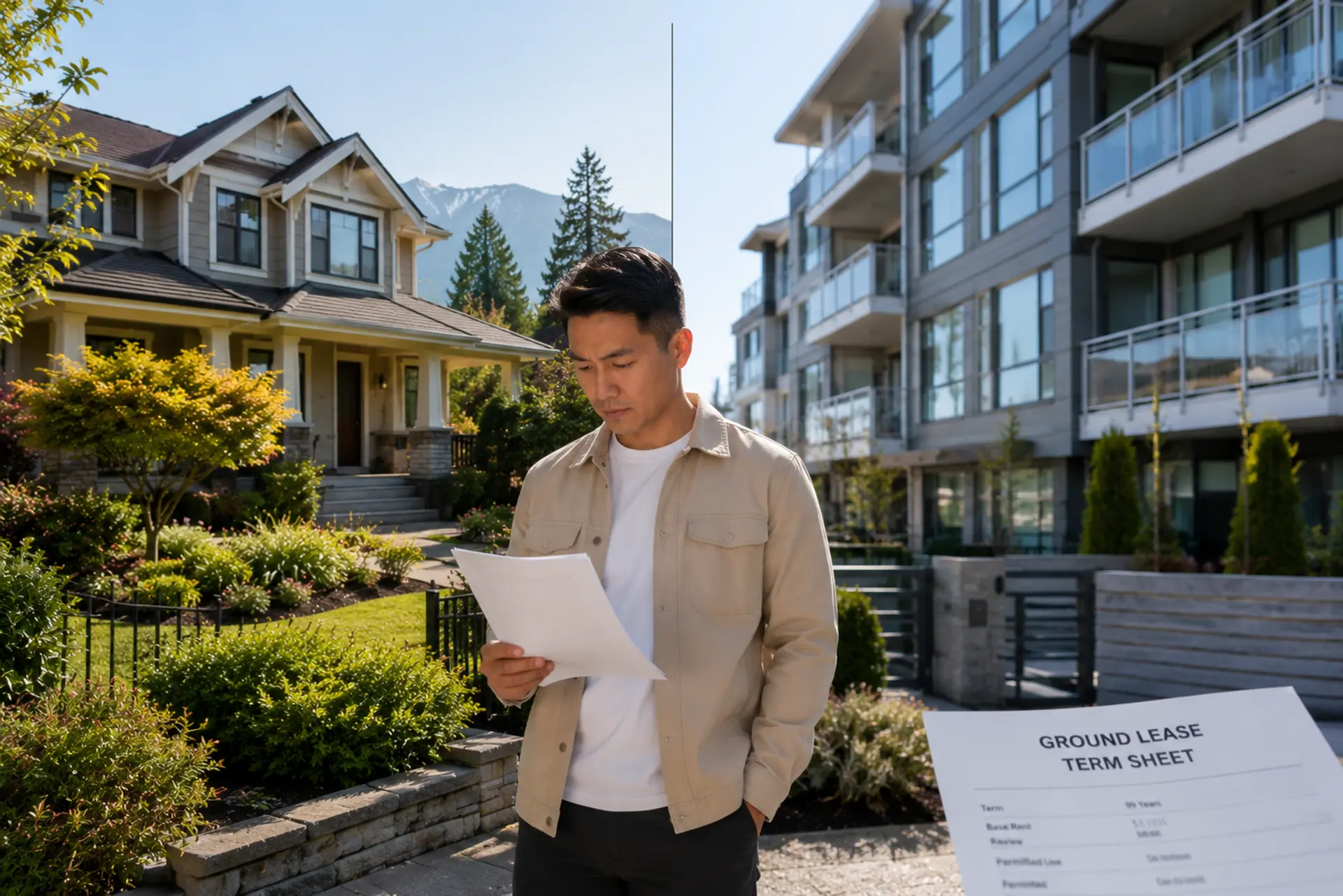A buyer comparing leasehold and freehold property options in British Columbia