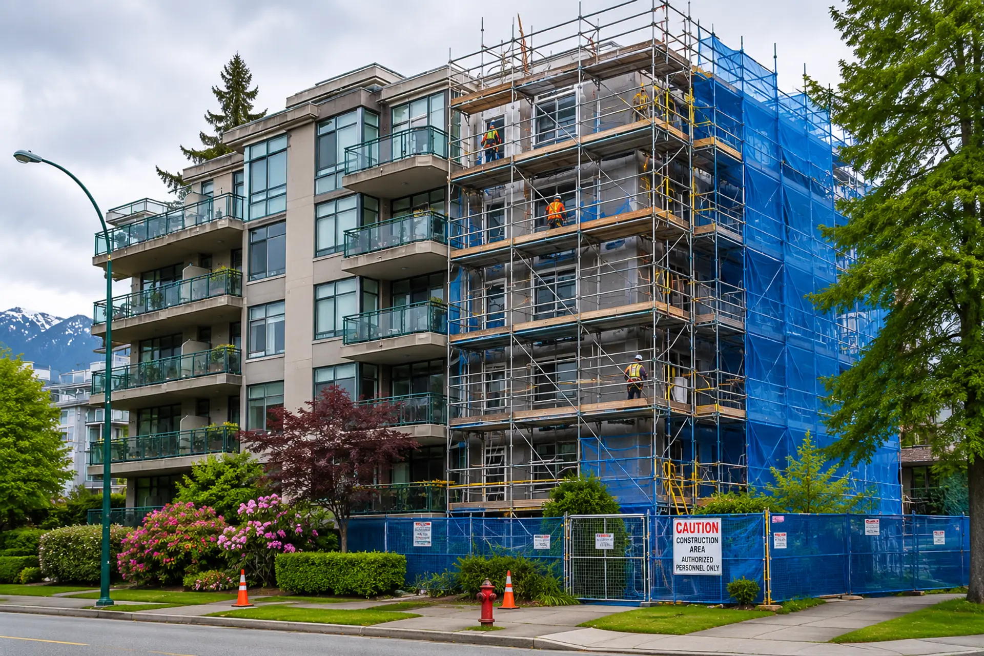 BC strata building envelope repair scaffolding Vancouver
