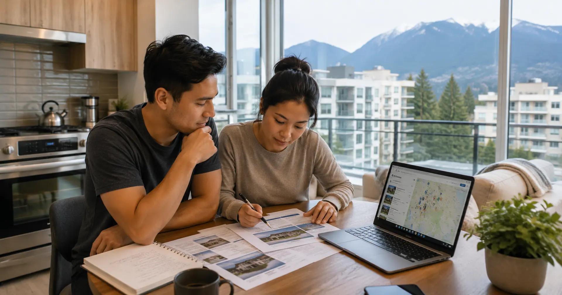 Home buyer comparing sold comparables on a laptop in a Metro Vancouver condo BC