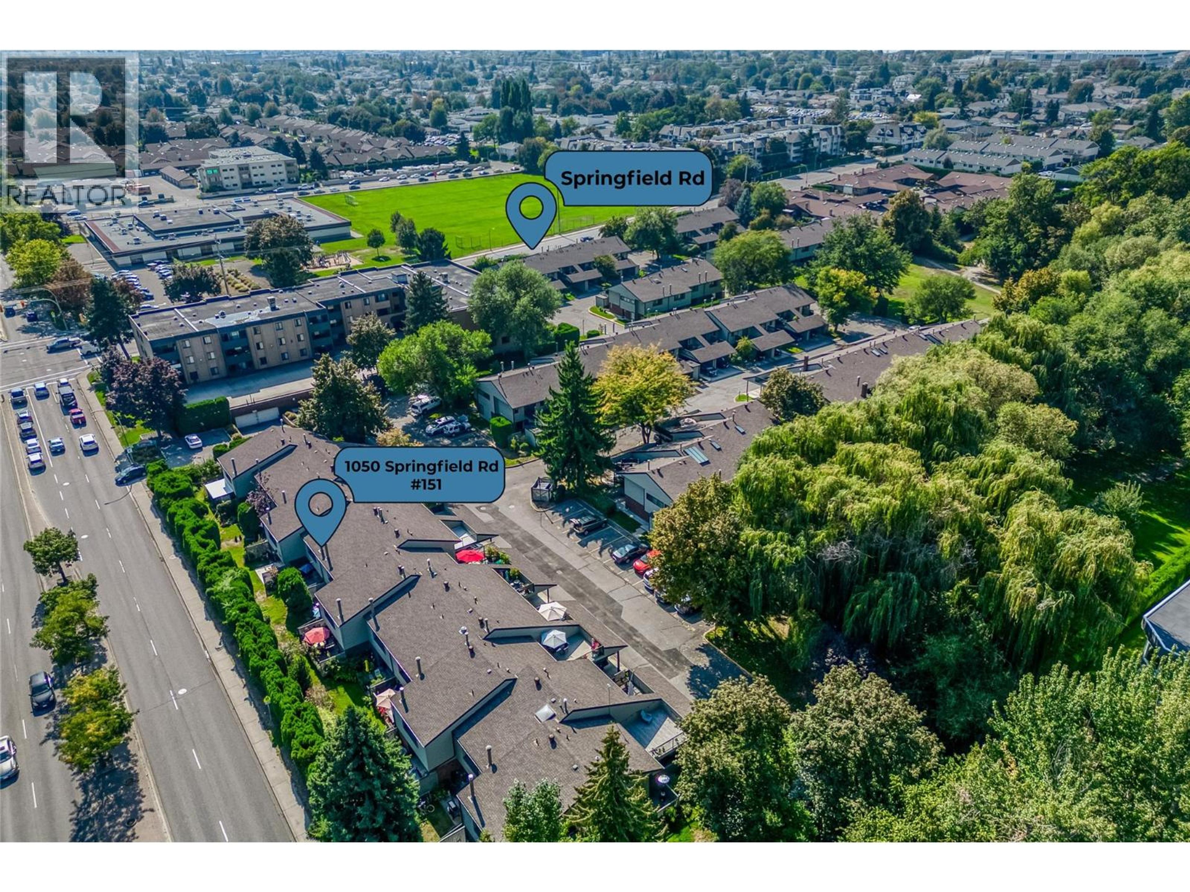 1050 Springfield Road, Kelowna - Exteriors - Full Complex View, Drone/Aerial View, Marked/Pin - Photo 13
