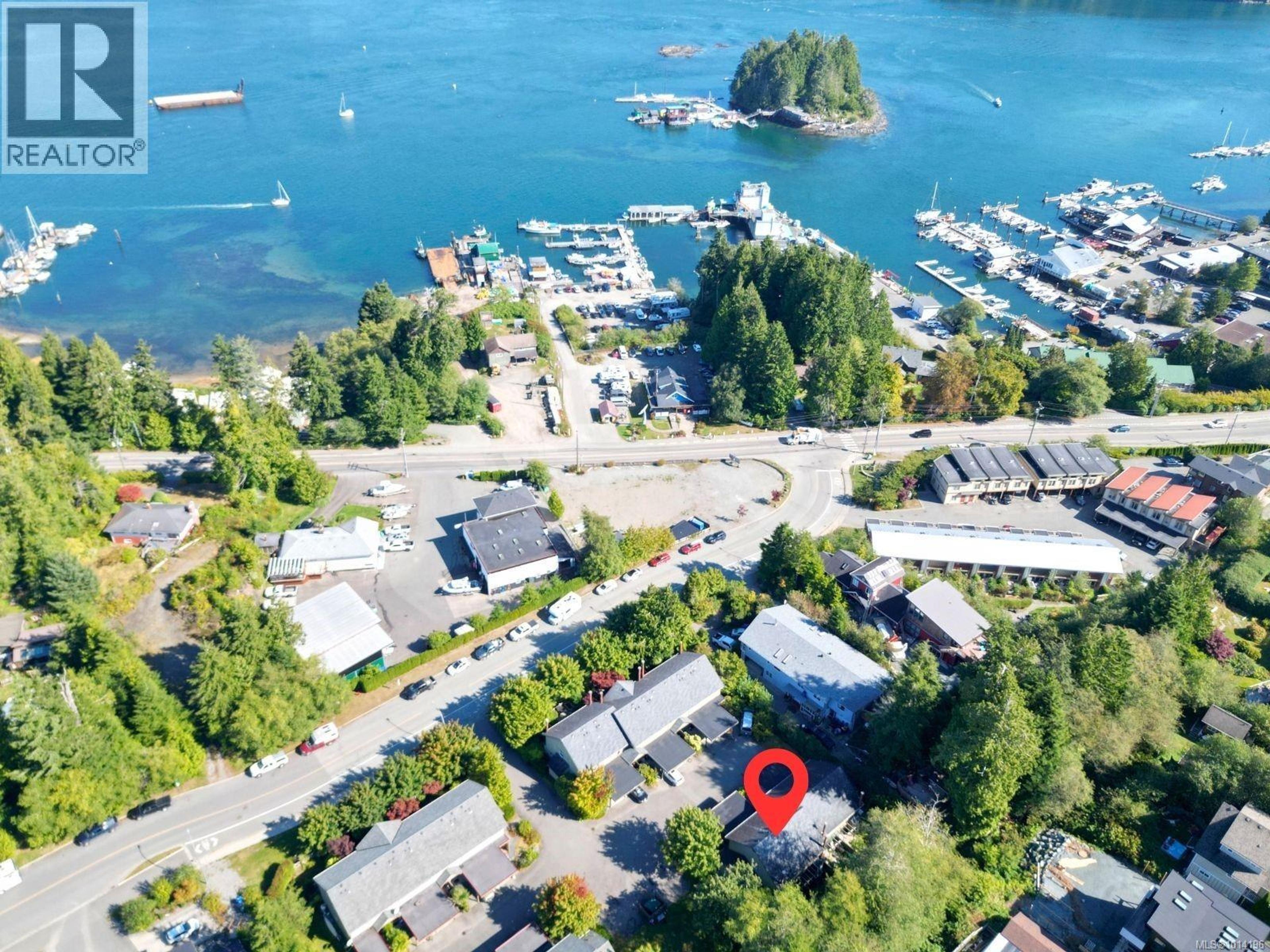 595 Gibson St, Tofino - Exteriors - Drone/Aerial View, Marked/Pin - Photo 1