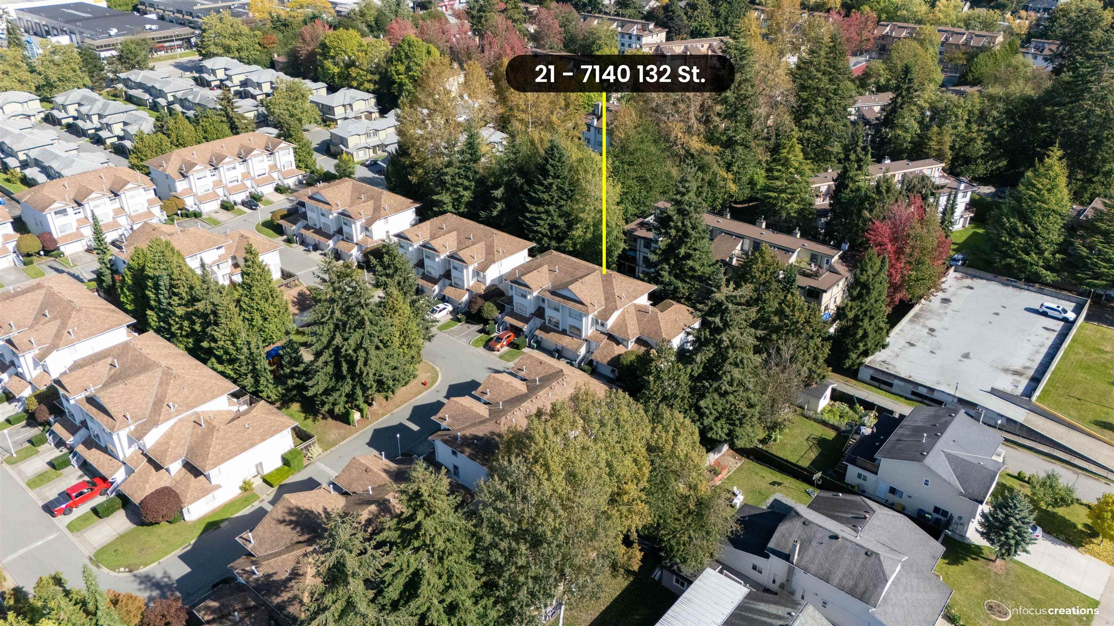 7140 132 Street, Surrey - Exteriors - Full Complex View, Drone/Aerial View, Marked/Pin - Photo 1