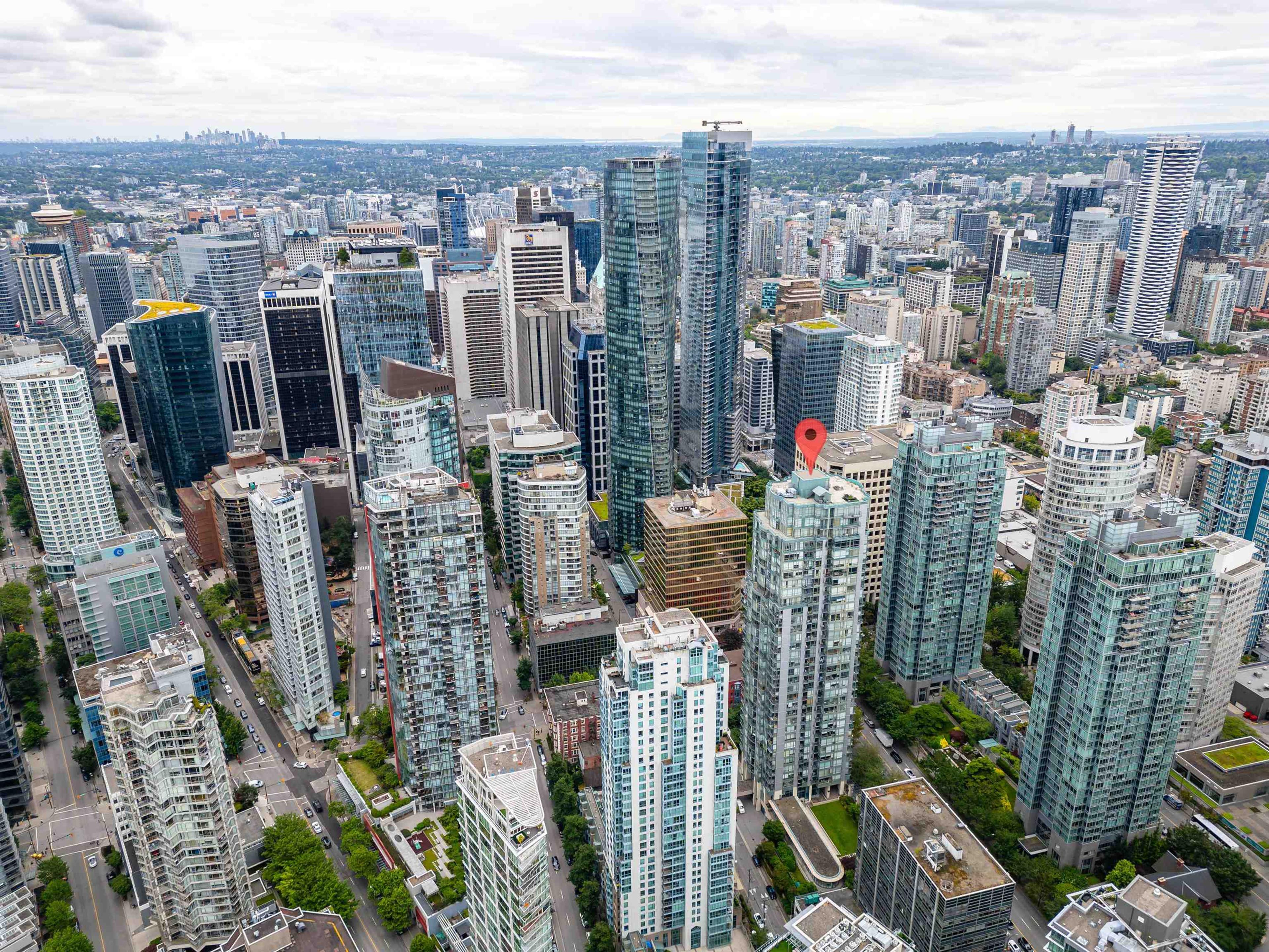 1239 W Georgia Street, Vancouver - Exteriors - Drone/Aerial View, Full Complex View, Marked/Pin - Photo 1
