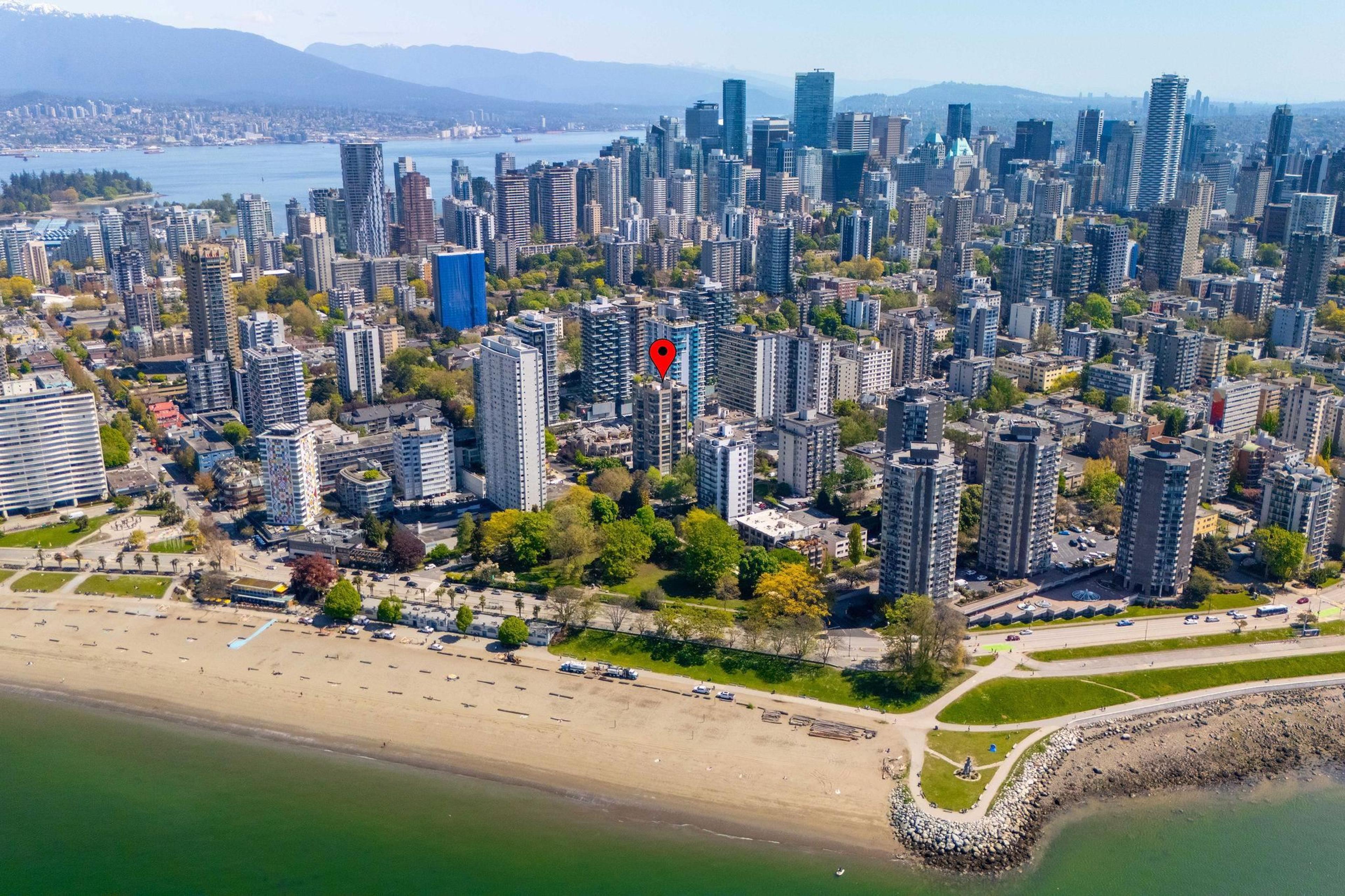 1236 Bidwell Street, Vancouver - Exteriors - Full Complex View, Drone/Aerial View, Marked/Pin - Photo 1