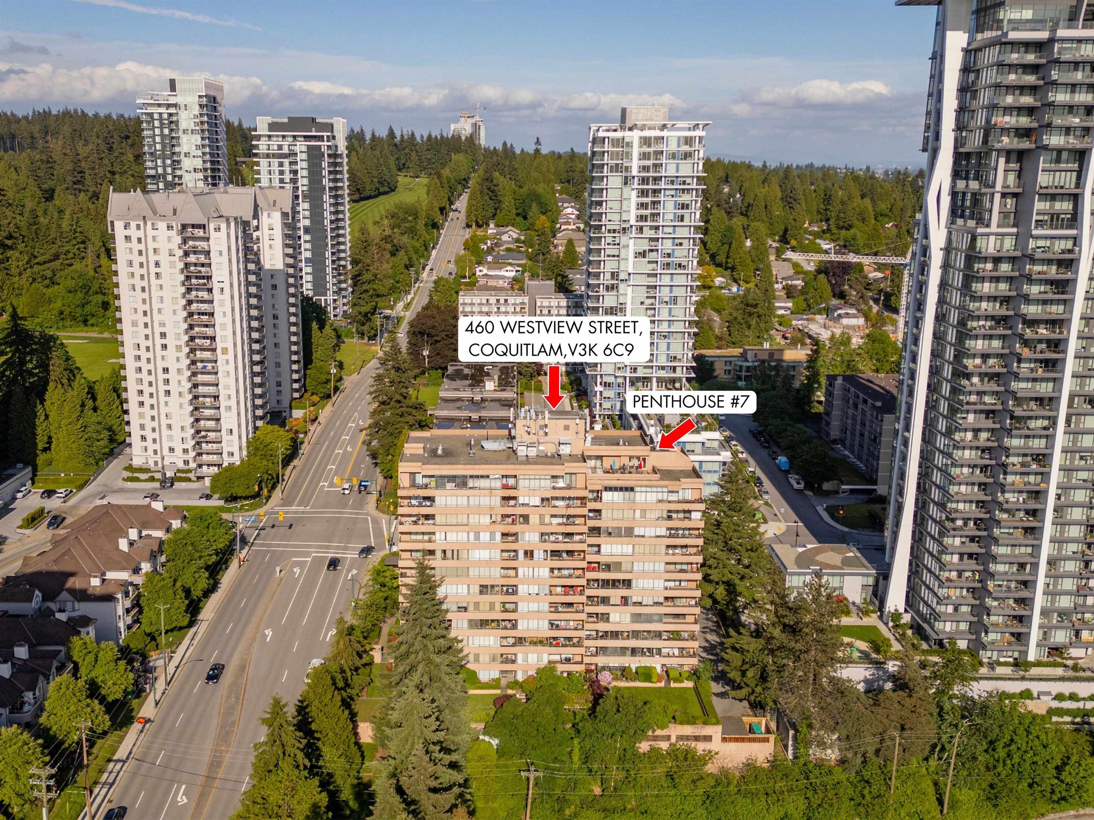 460 Westview Street, Coquitlam - Exteriors - Drone/Aerial View, Marked/Pin - Photo 1