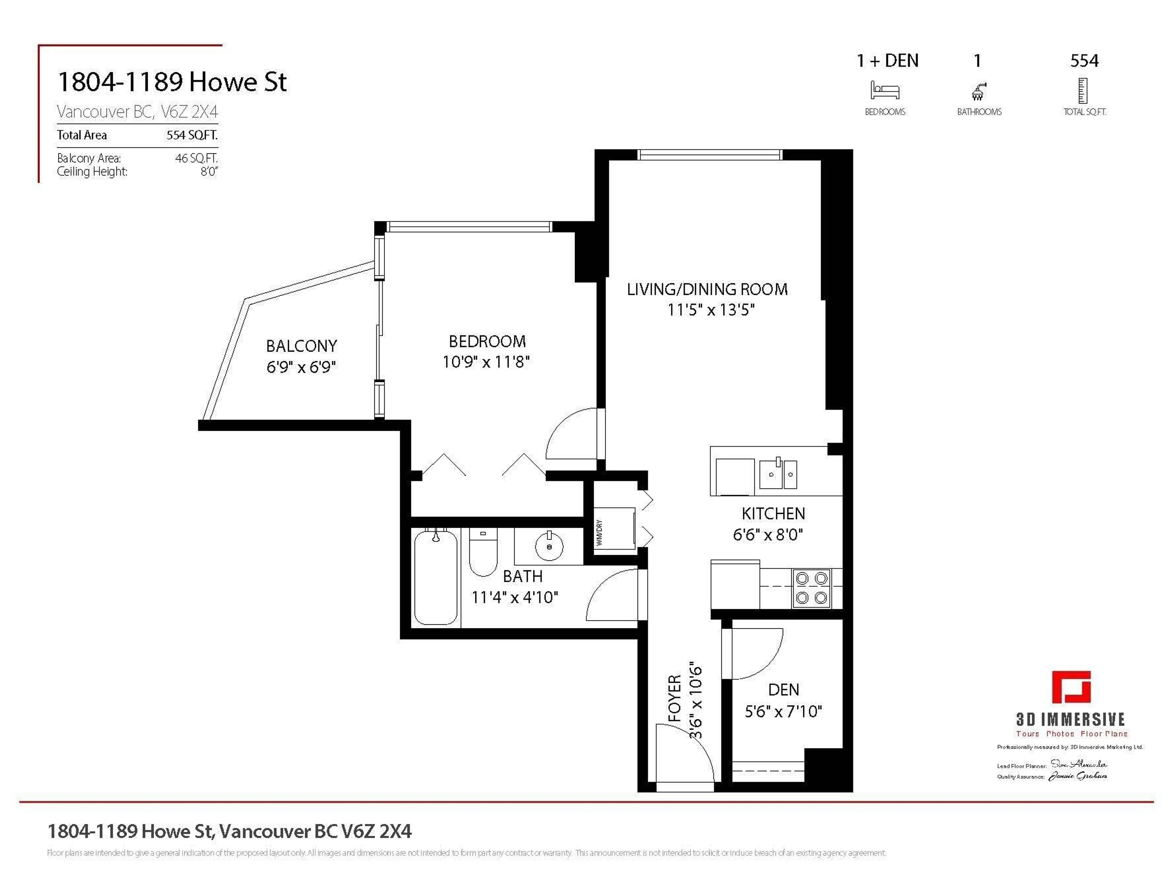 Property at #1804 1189 HOWE STREET, Vancouver, BC