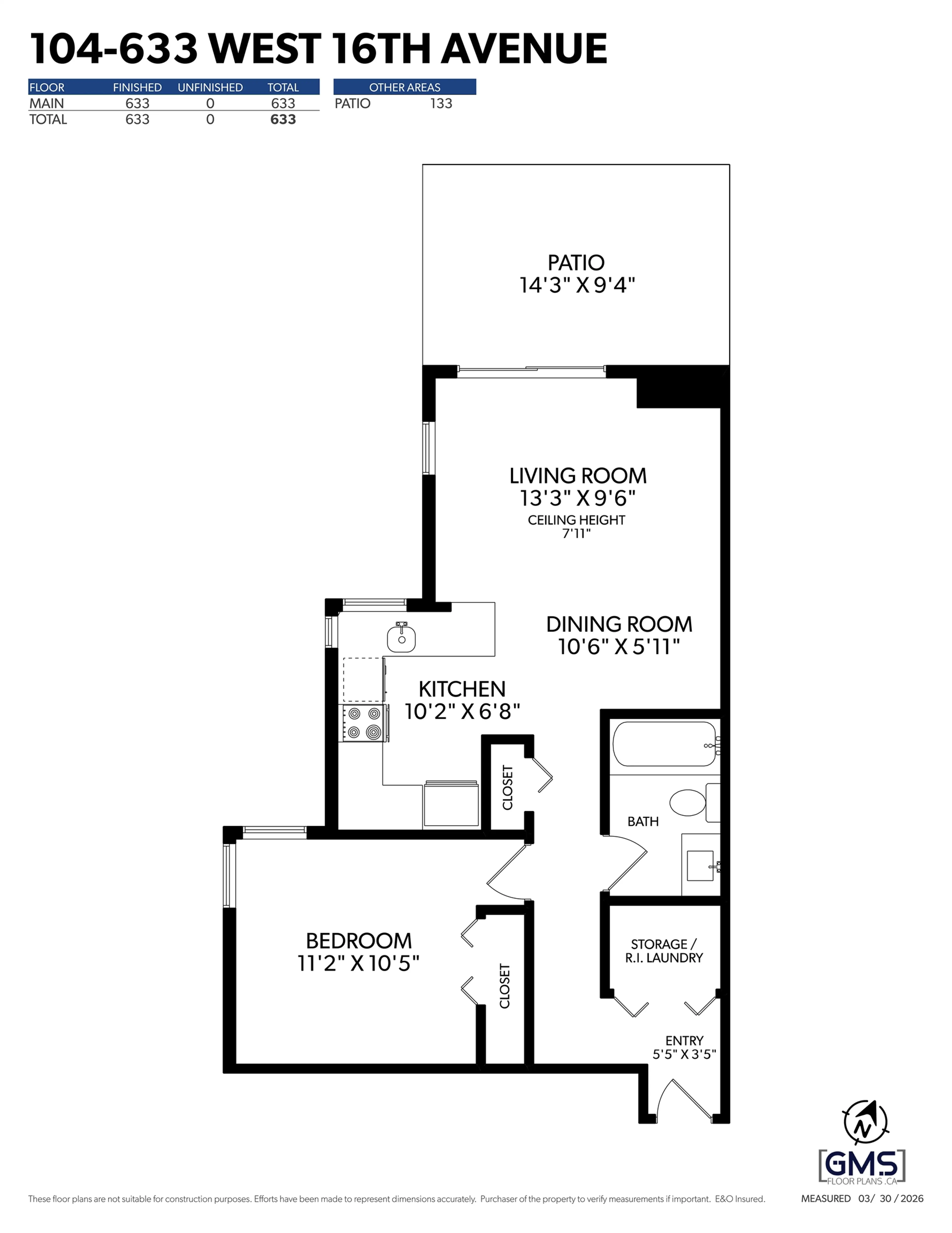 Property at #104 633 W 16TH AVENUE, Vancouver, BC